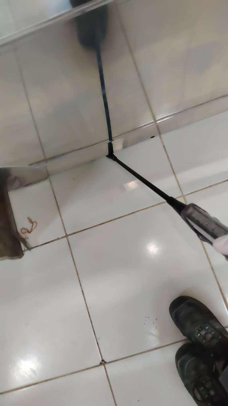 Rocío de aspersión visible sobre un piso durante tratamiento contra pulgas